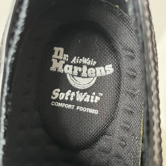 Dr. Martens Gabe Black Patent Brogues – Black & White Wingtip Shoes – Size 10 US